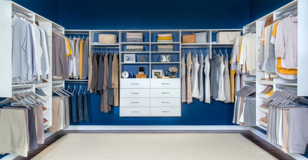 select white walk-in closet
