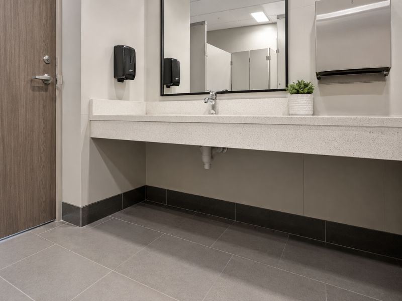 - Holman, Inc. Commercial restroom sink with open knee clearance underneath the counter